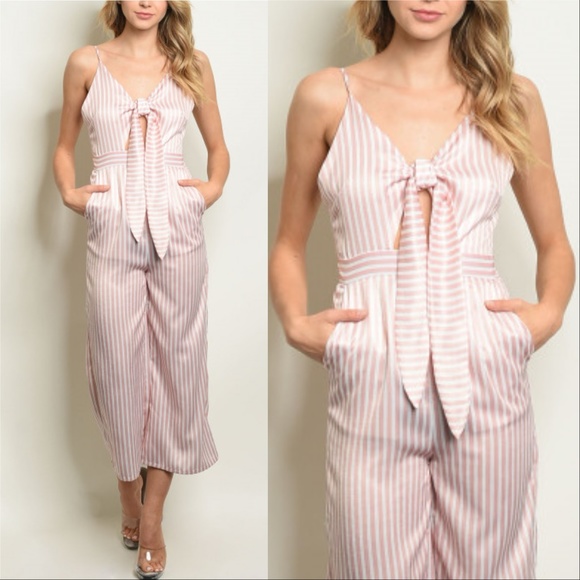 MODA ME COUTURE Pants - PANTS JUMPSUIT PINK STRIPED JUMPSUIT MODA ME COUTURE Pants - PANTS JUMPSUIT PINK STRIPED JUMPSUIT
